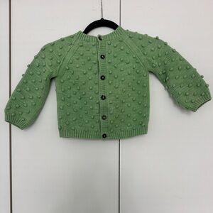 Misha And Puff Green Textured Kids Sweater